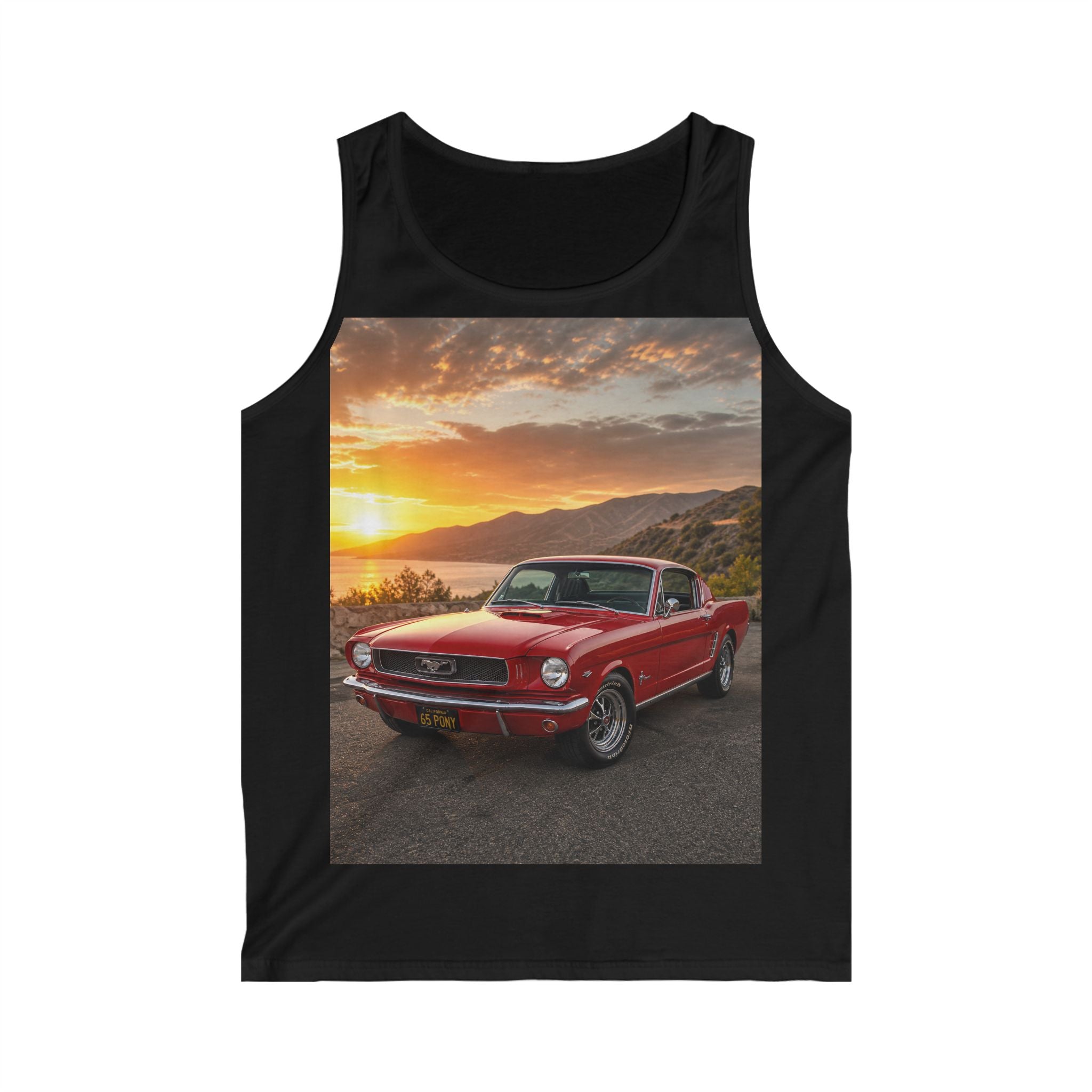 Classic Red Mustang Tank Top — Vintage Car Sunset Graphic