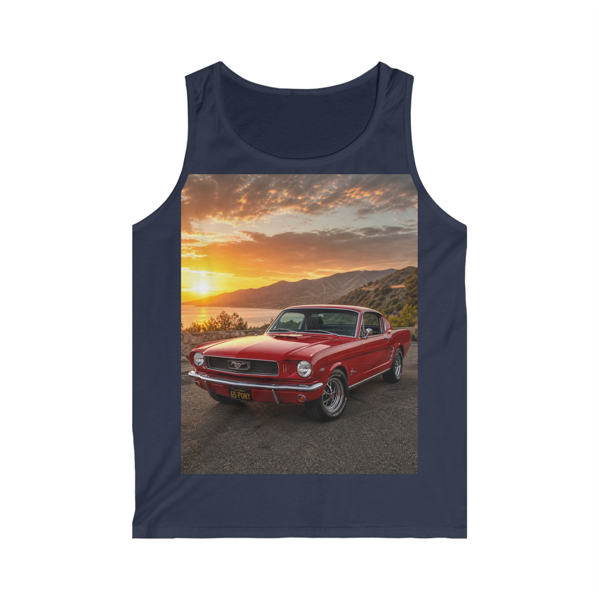 Classic Red Mustang Tank Top — Vintage Car Sunset Graphic