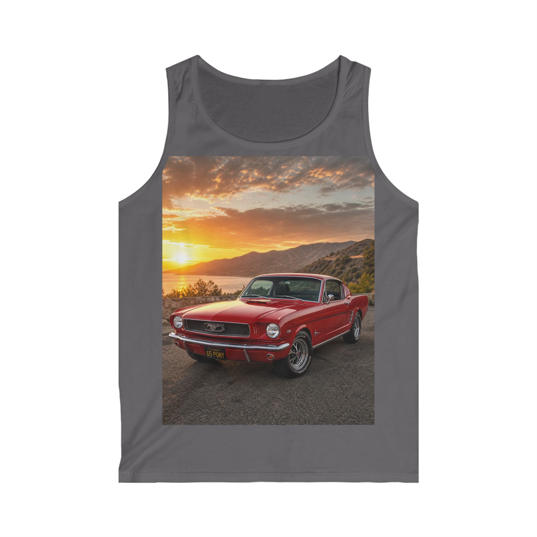 Classic Red Mustang Tank Top — Vintage Car Sunset Graphic