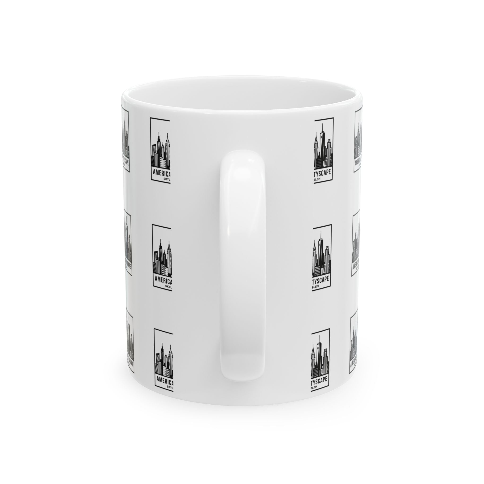 American Cityscape Ceramic Mug (11oz, 15oz) - Skyline Pattern Coffee Cup