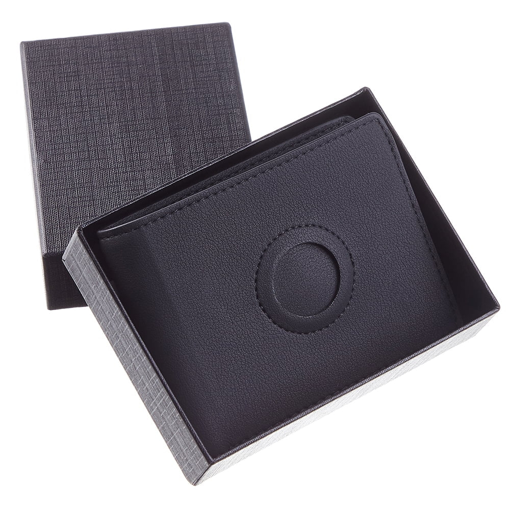 Air Tag Wallet Holder, Large Bifold Mens Wallet for Airtag RFID Blocking with 2 ID Windows and Integrated Holder for Airtag