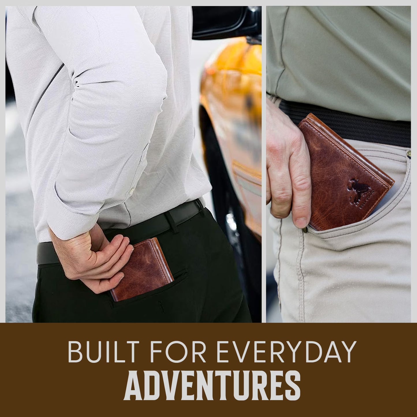 Best Leather Men'S RFID Trifold Wallet with ID Great Outdoor Wallet Forest Brown