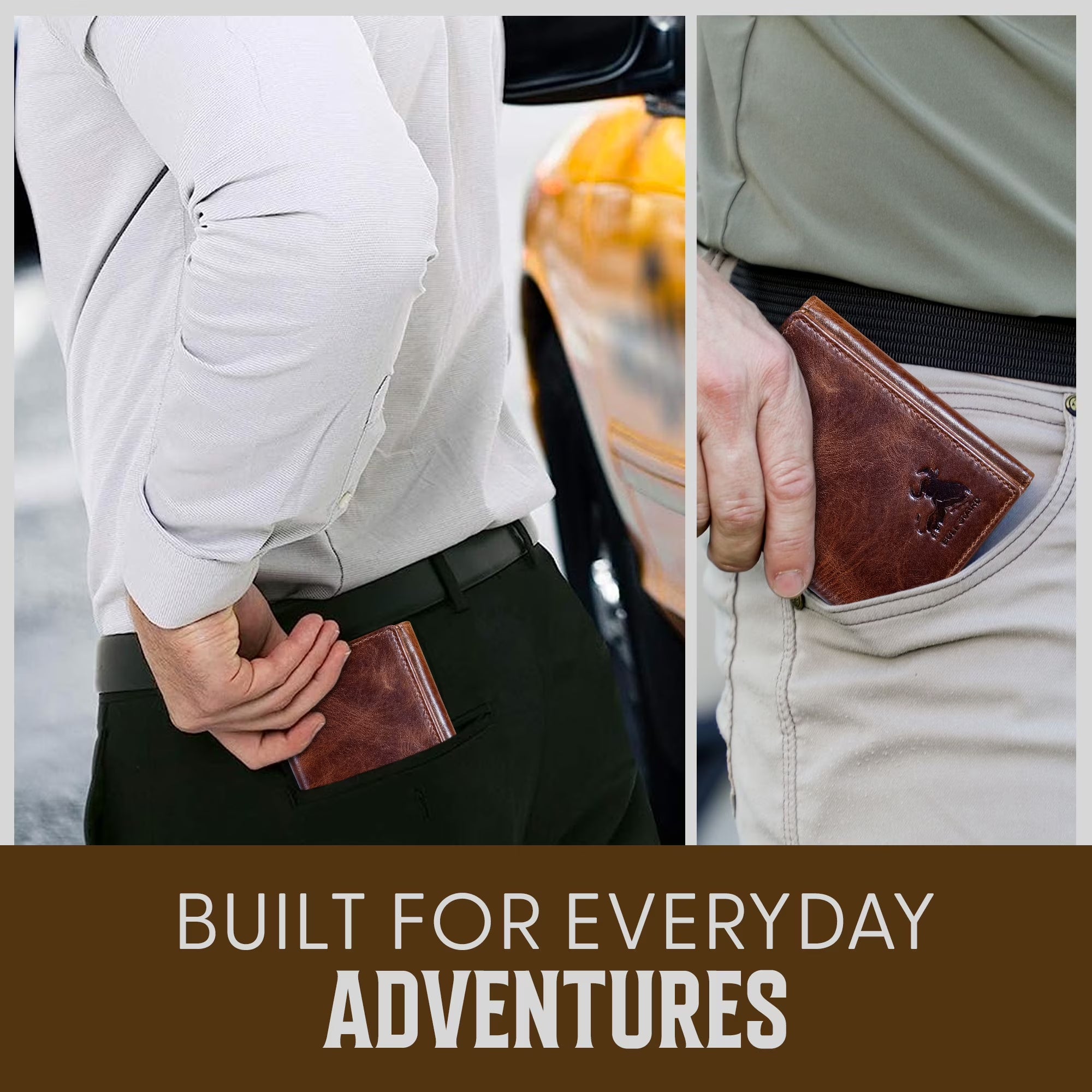 Best Leather Men'S RFID Trifold Wallet with ID Great Outdoor Wallet Forest Brown