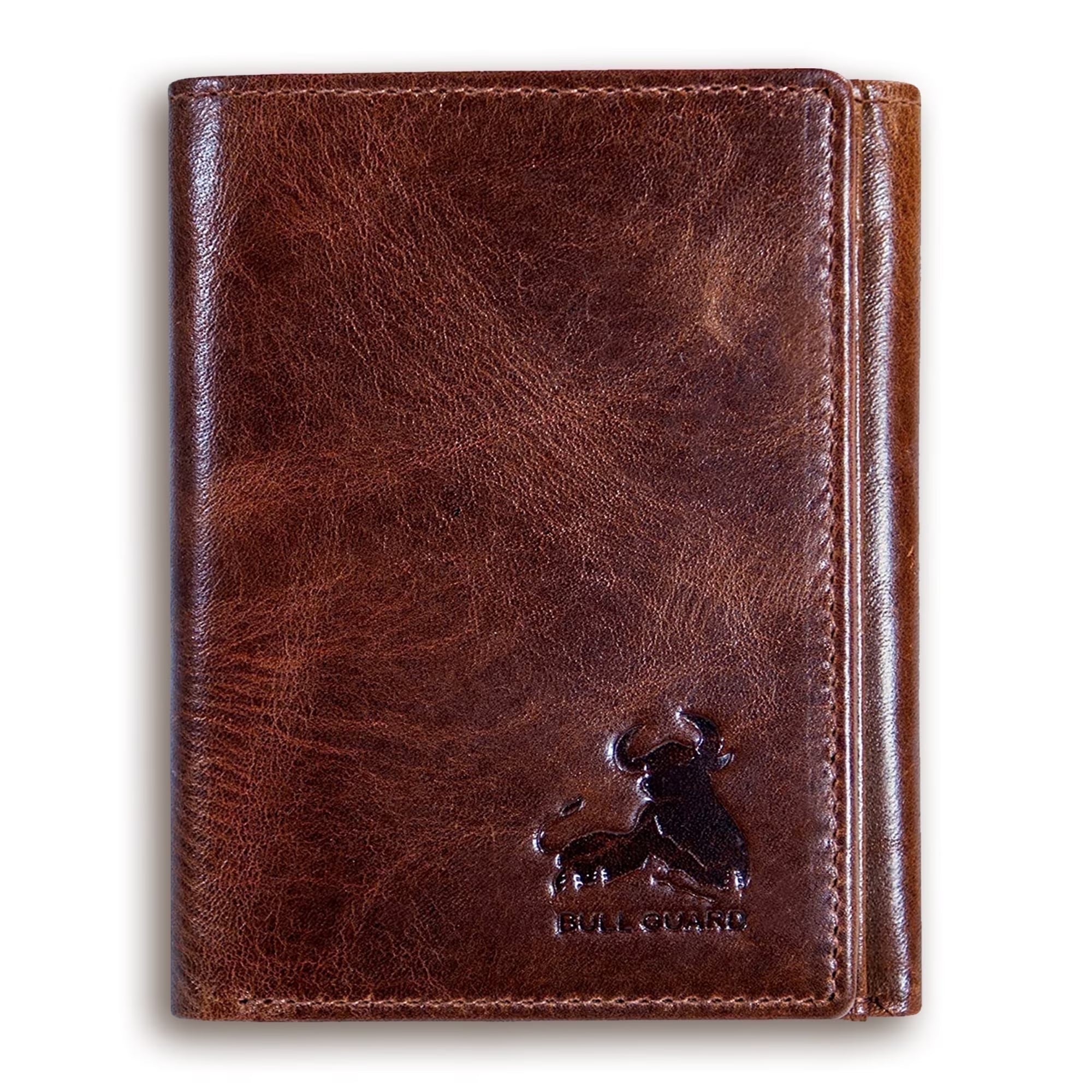 Best Leather Men'S RFID Trifold Wallet with ID Great Outdoor Wallet Forest Brown