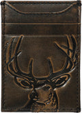 Deer Slim Money Clip Wallet for Men, Front Pocket Wallet with Strong Magnet, Full Grain Cowhide Card Holder Wallet, Black