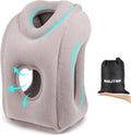 Inflatable Travel Pillow for Airplane Comfortable Sleeping to Relieve Neck and Shoulder Pain, Support Head Inflatable Pillow for Long Flights, Used for Airplanes, Cars, Trains, Office (Grey)