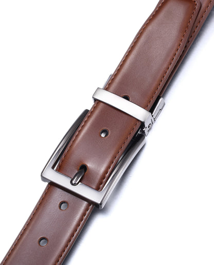 Marino Reversible Leather Belt for Men - Classic Dress Belt 1.25" Wide - with Removable Rotating Buckle
