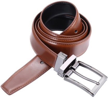 Marino Reversible Leather Belt for Men - Classic Dress Belt 1.25" Wide - with Removable Rotating Buckle