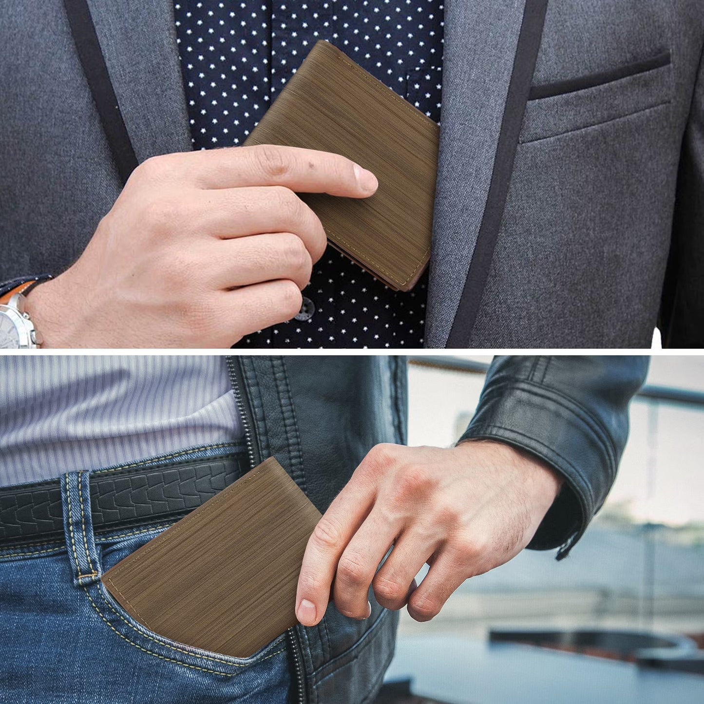 RFID Men’S Wallets, Stylish Bifold Wallets with 7 Credit Credit Cards 1 ID Window, Slim Minimalist Front Wallet/Credit Card Holder, Great Gift for Men