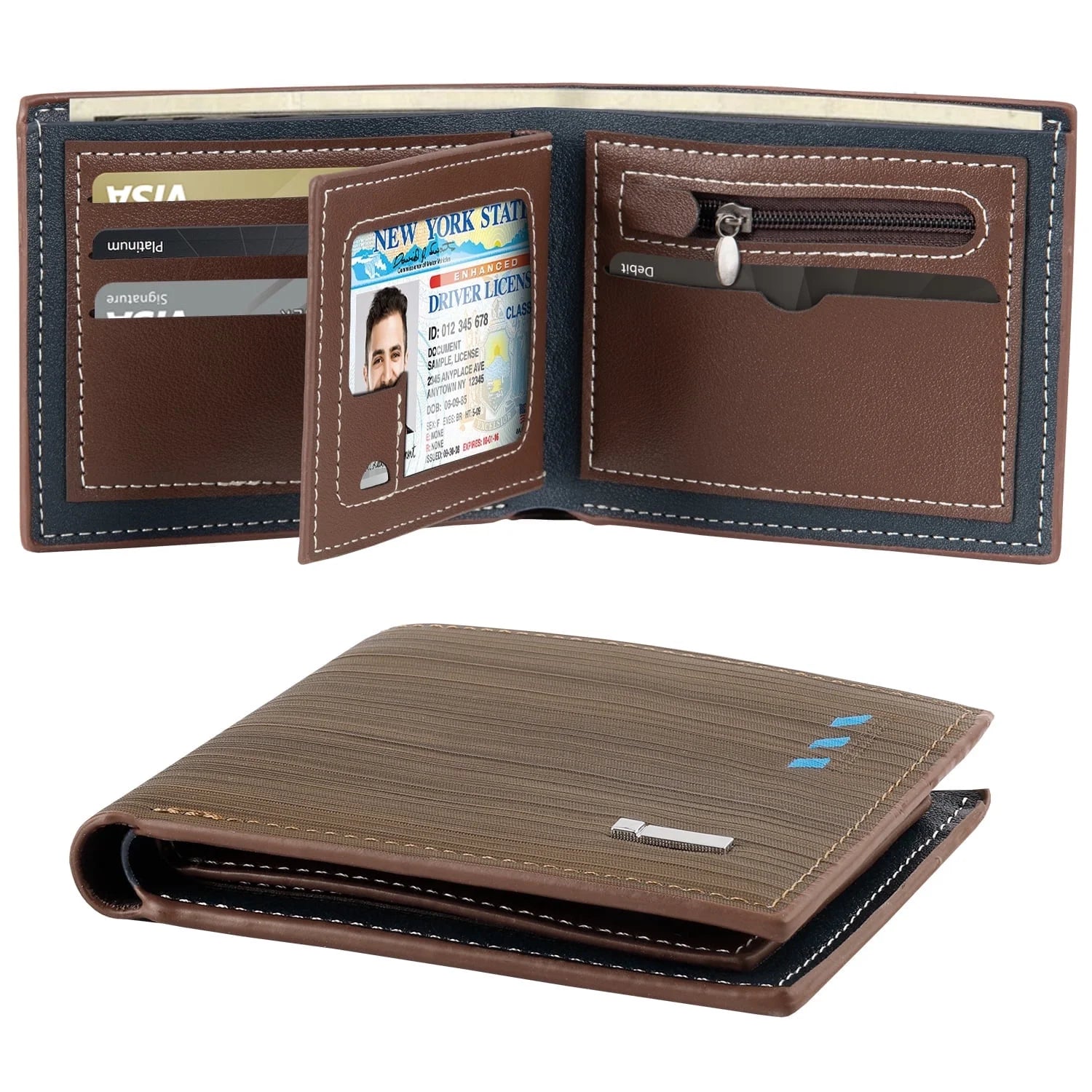 RFID Men’S Wallets, Stylish Bifold Wallets with 7 Credit Credit Cards 1 ID Window, Slim Minimalist Front Wallet/Credit Card Holder, Great Gift for Men