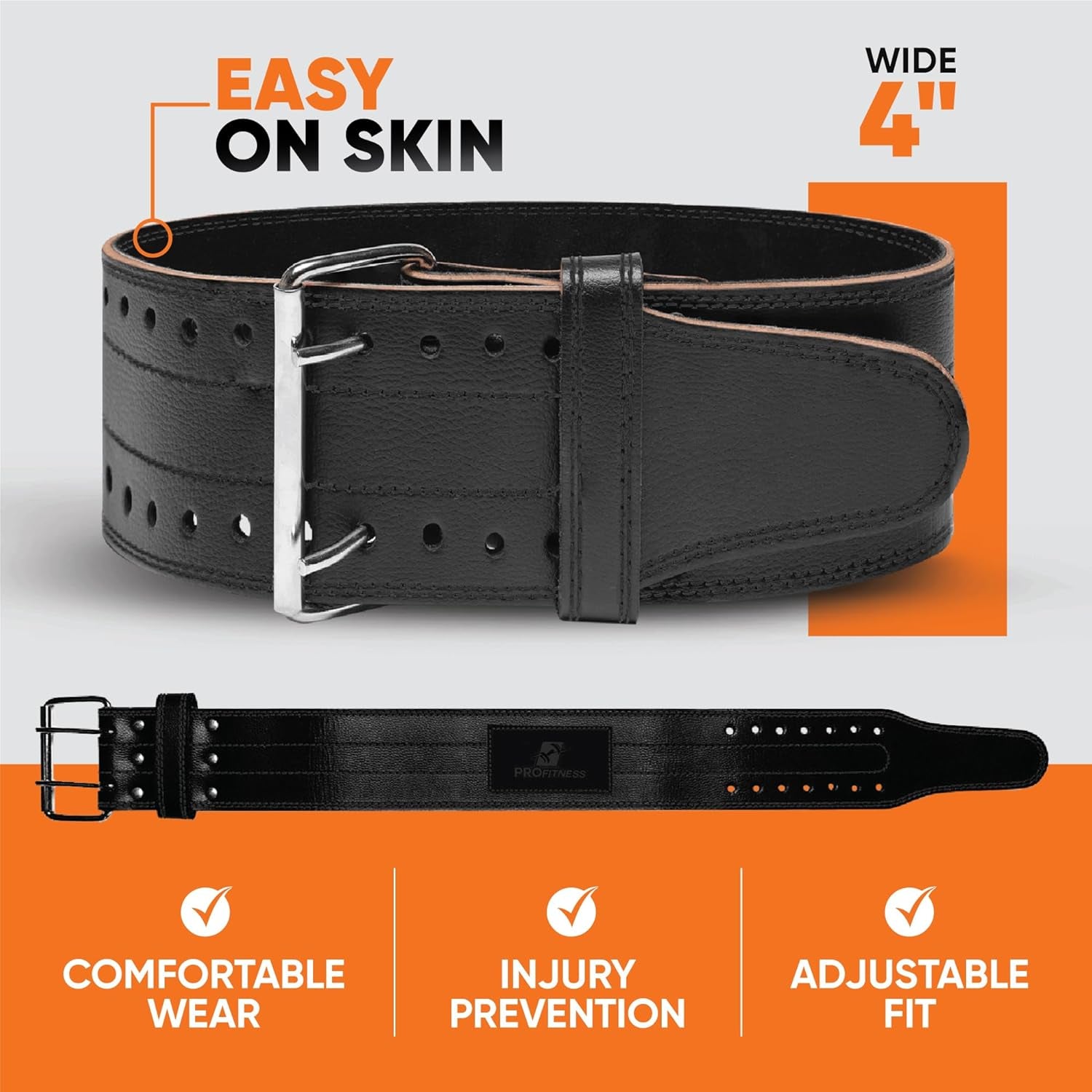 Weight Lifting Belt - Premium 4" Wide Functional Fitness Belt for Men & Women - Squat & Deadlift Support