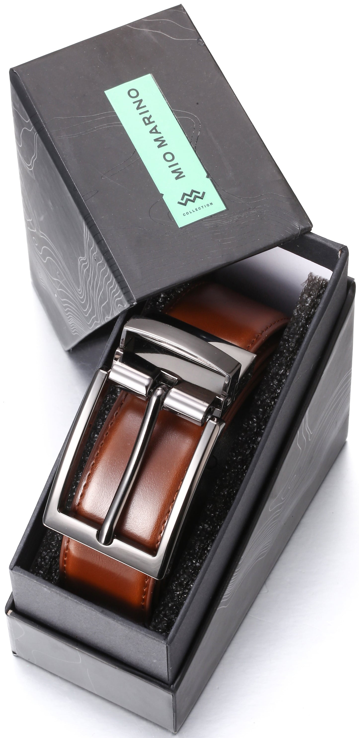 Marino Reversible Leather Belt for Men - Classic Dress Belt 1.25" Wide - with Removable Rotating Buckle