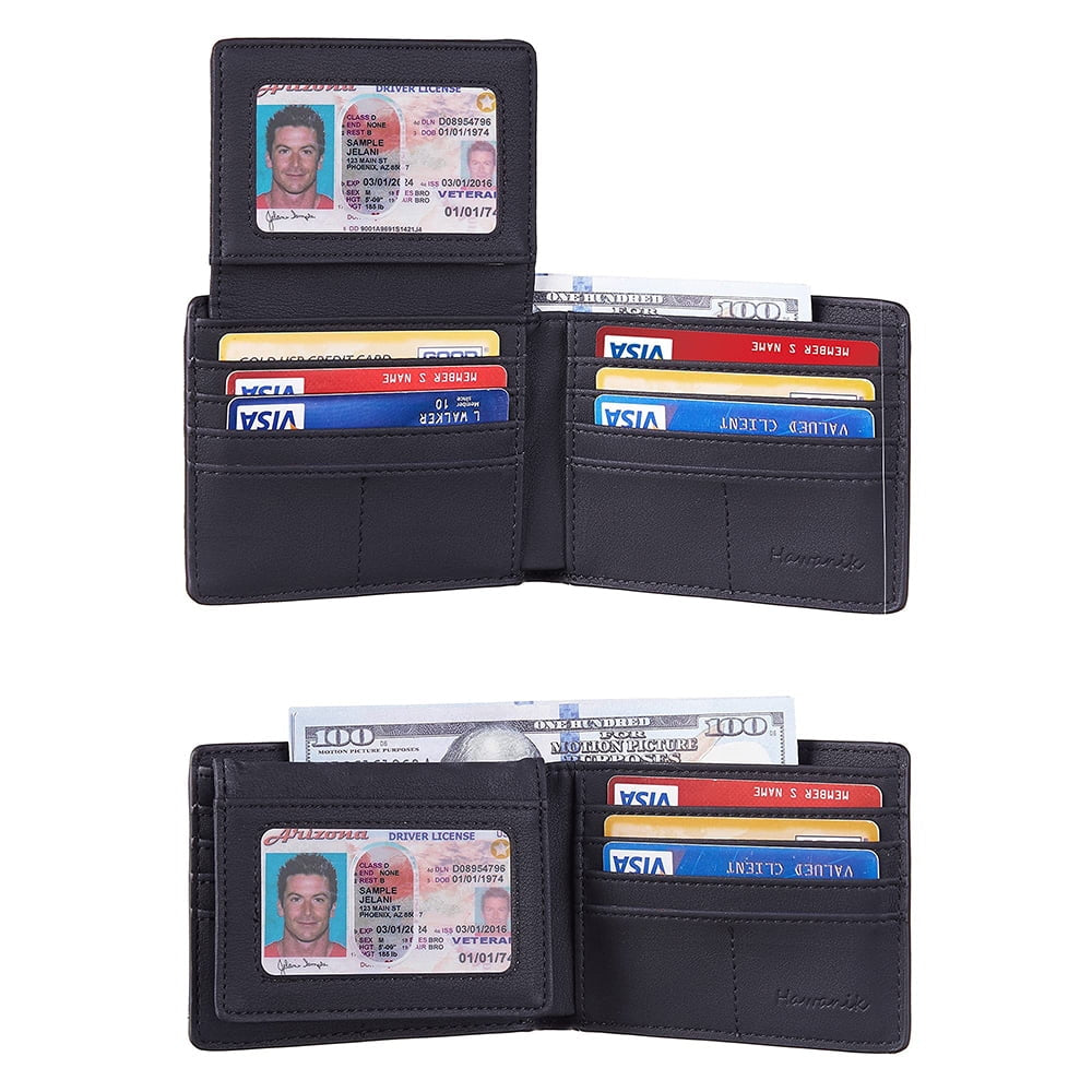 Air Tag Wallet Holder, Large Bifold Mens Wallet for Airtag RFID Blocking with 2 ID Windows and Integrated Holder for Airtag