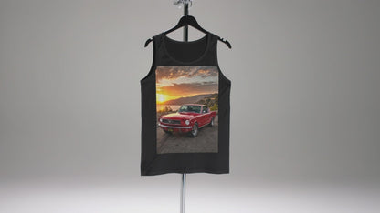 Video for Classic Red Mustang Tank Top — Vintage Car Sunset Graphic